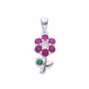 Dije de flor roja con tallo