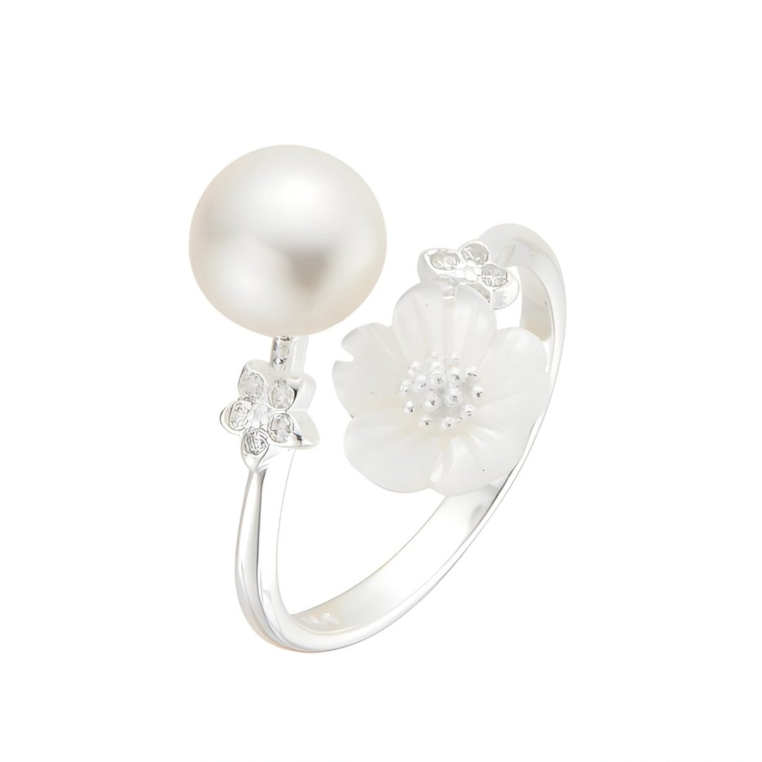 Anillo de Perla y flor