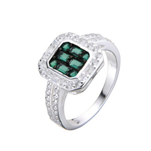 Anillo de circones elegante - Talla 9, Esmeralda