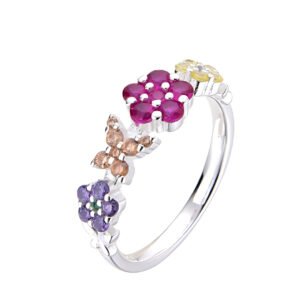 Anillo de flor y mariposa