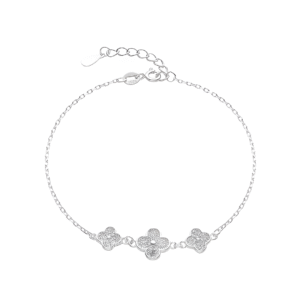 Pulsera de flores blancas diamantado