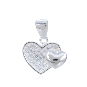 Dije de corazones diamantado blanco