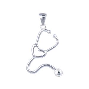 Dije Estetoscopio liso blanco