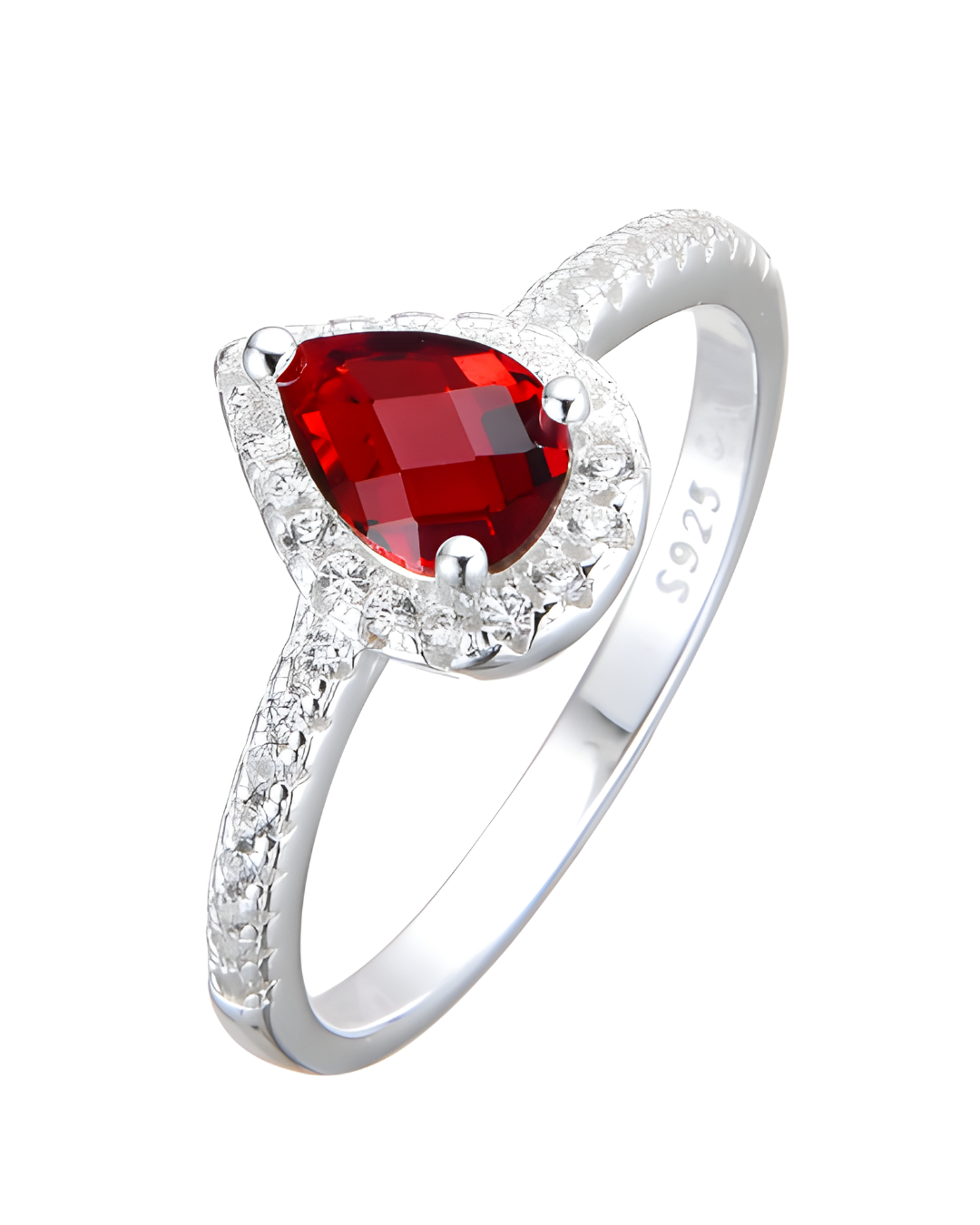 Anillo con Gema tipo pera diamantada