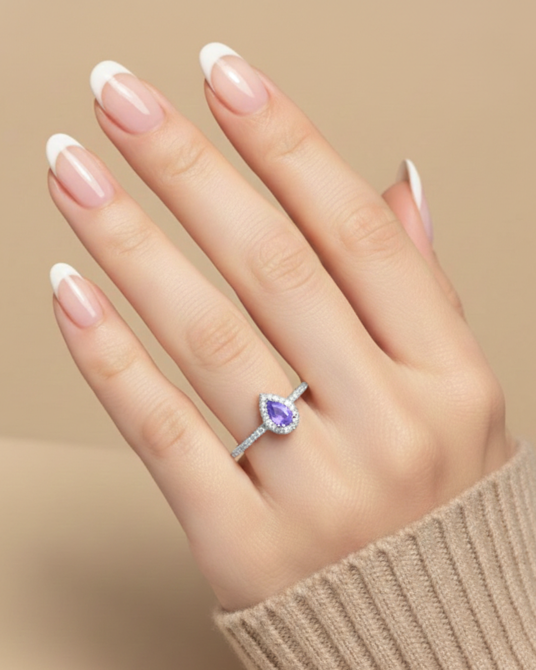 Anillo con Gema tipo pera diamantada - Imagen 4