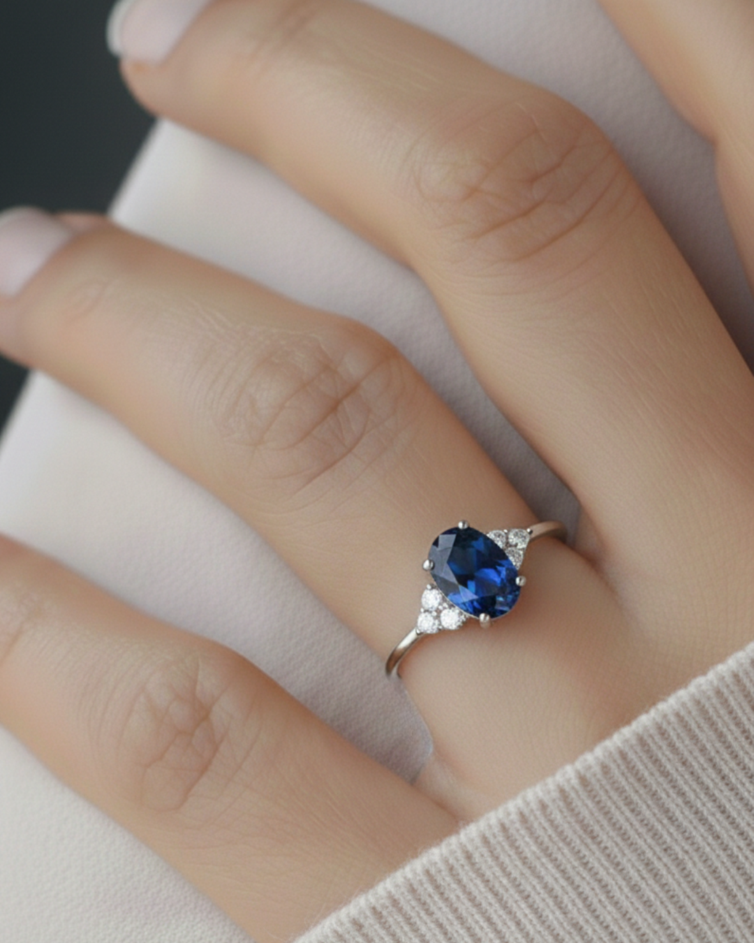 Anillo fino con ovalo y microzirconia - Imagen 3