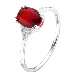 Anillo fino con ovalo y microzirconia - Rubí, Talla 5