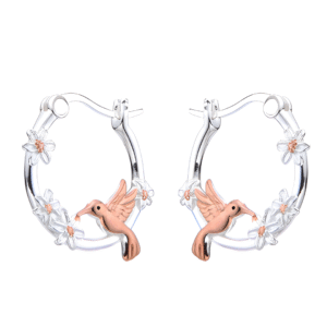 Argolla redonda con colibrí y flores